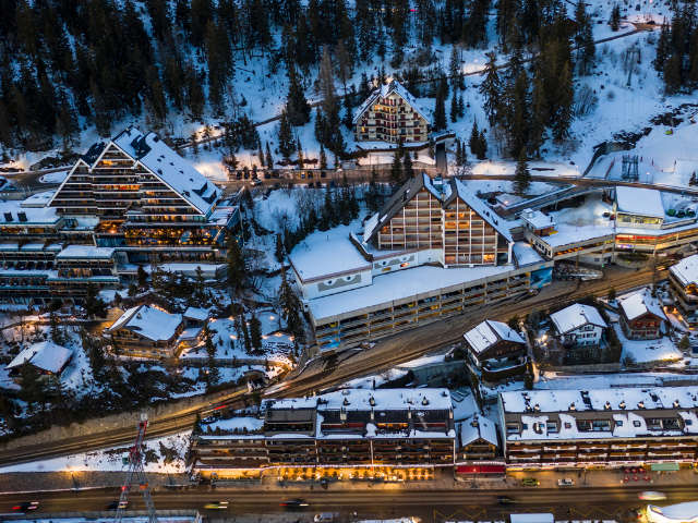 Arial View of Crans Montana in the snow